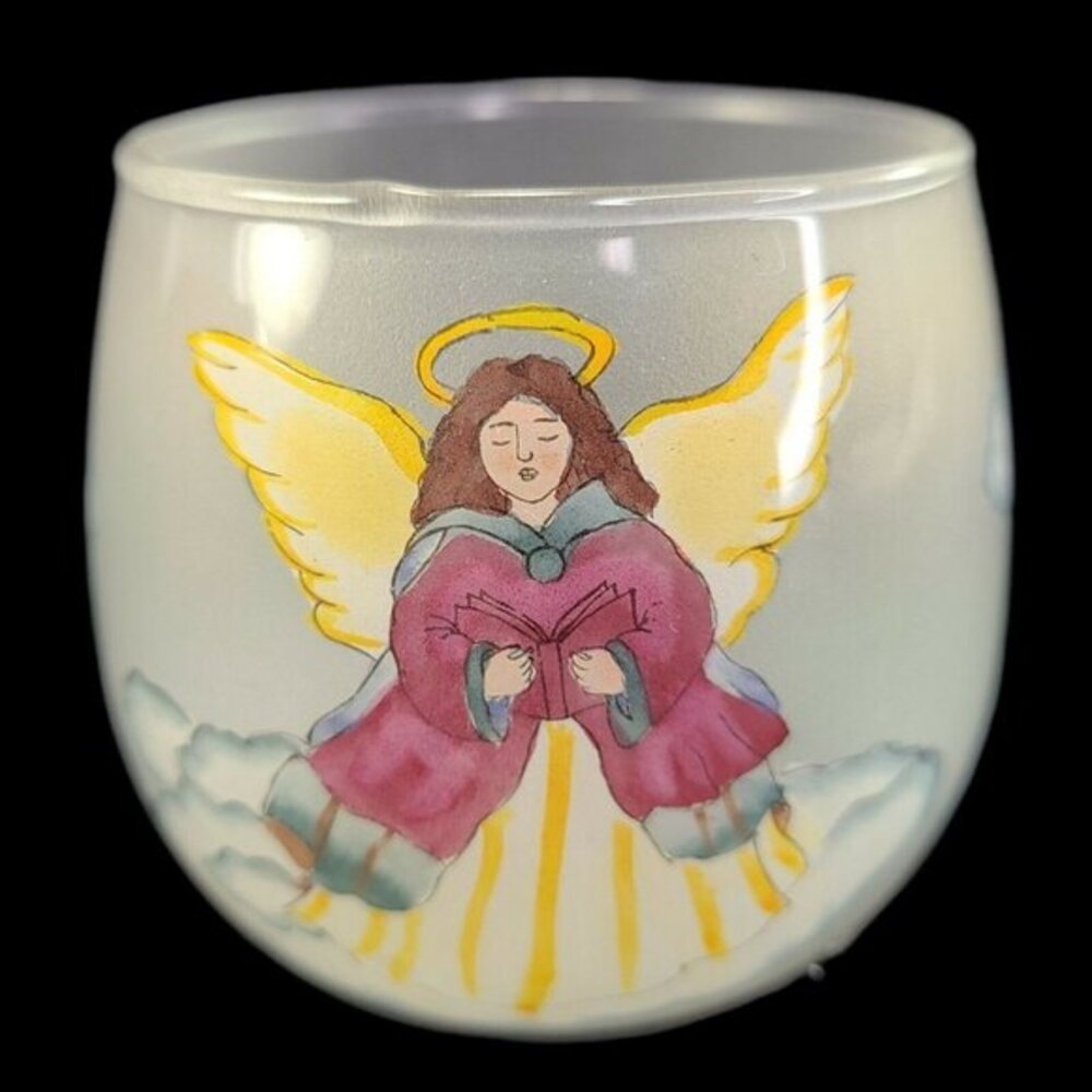 Li Bien Christmas Angels Tea Light Candle Holder Handpainted Glass With Gift Box